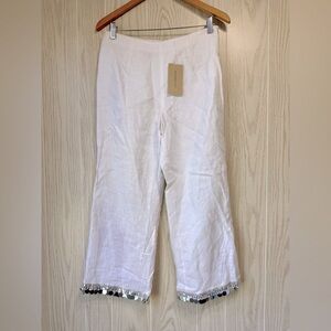 Richard Malcolm Irish Linen Wide Leg Pants White Size 8 NWT